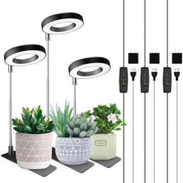 Luz de Cultivo para Plantas Aokrean, 48 LEDs, 3 Espectros, Temporizador, 3 Unidades