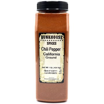 Chile California Molido BUNKHOUSE, Polvo de Chile Suave, 16 oz