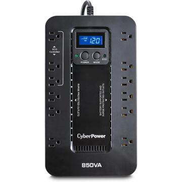CyberPower EC850LCD UPS Batería de Respaldo y Protección contra Sobretensión 850VA/510W 12 Tomacorrientes