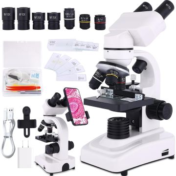 Microscopio binocular 40-2500X para adultos y niños