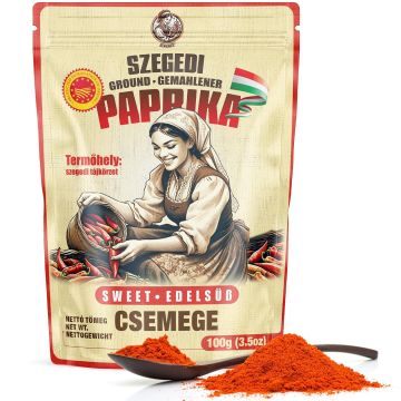 Pimentón Dulce Húngaro de Szeged, Polvo de Especia, 100g