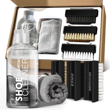 Kit de limpieza para zapatillas con cepillos y paño de microfibra