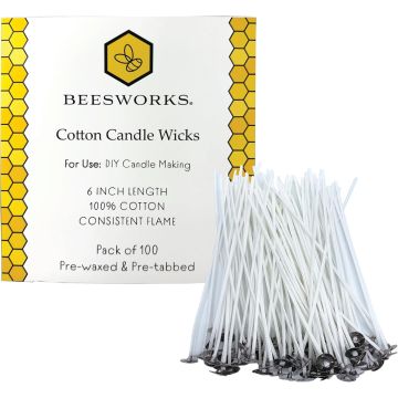 Pabilos de Algodón para Velas 100 Piezas 6 Pulgadas Preencerado