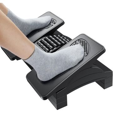 Reposapiés Ajustable Ergonómico HUANUO con Masaje, Negro, Plástico