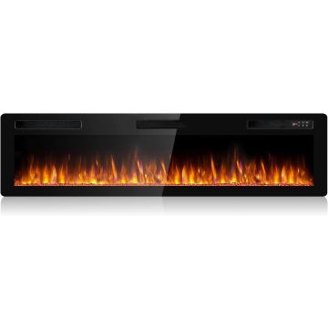 Chimenea Eléctrica BOSSIN 72 Pulgadas, Empotrable, 12 Colores de Llama