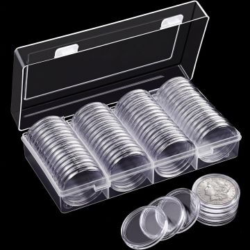 Caja para monedas transparente plástico 60 piezas