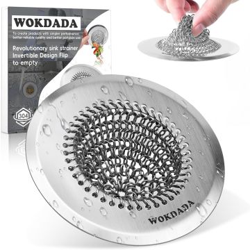 Colador de Fregadero de Acero Inoxidable 304, Reversible, Antigoteo