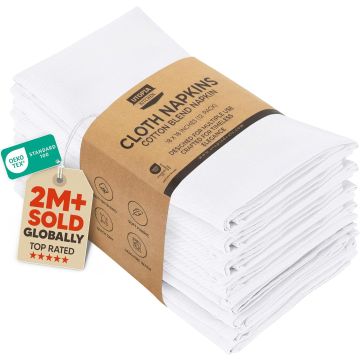 Servilletas de Tela Utopia Kitchen Blanco 12 Pack 45.72 x 45.72 cm