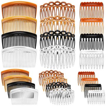 24 Peines Laterales Plásticos Multicolor para Cabello