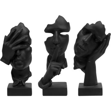 3 Figuras Pensador Resina Abstracta Decoración Hogar Oficina Negro