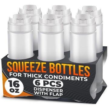 Pack de 6 Botellas Squeeze Invertidas 16 oz con Tapa de Sellado
