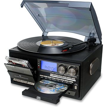 Reproductor de vinilo 10 en 1 con Bluetooth y radio AM/FM