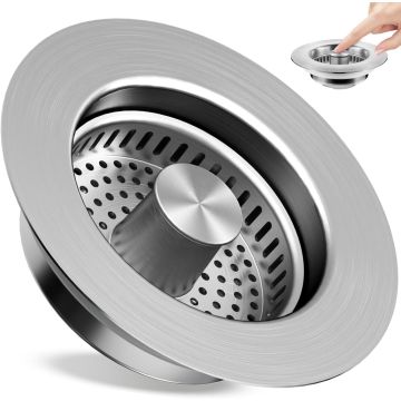 Colador para Fregadero 3 en 1 de Acero Inoxidable 304