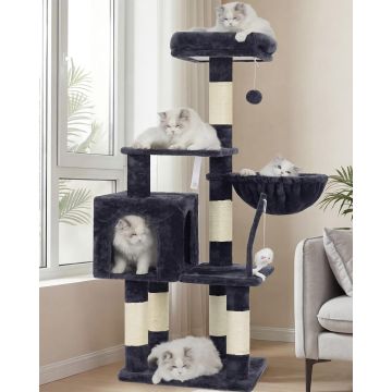 Árbol para Gatos Heybly con Juguete, Torre de 43.3 pulgadas, Gris Ahumado
