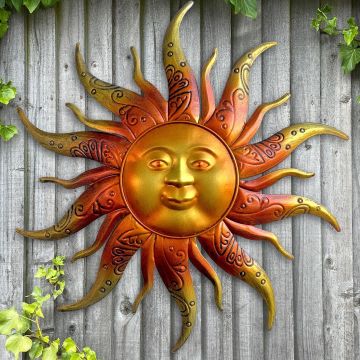 Adorno Solar de Pared de Metal - 43.9 cm, Dorado