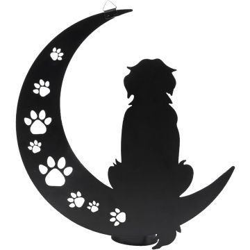 Decoración de pared de metal con perro negro VZVXCC 12 pulgadas