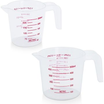 Juego de 2 Vasos Medidores Plástico 250ml y 500ml