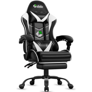 Silla Gamer con Reposapiés y Soporte Lumbar Masajeador Color
