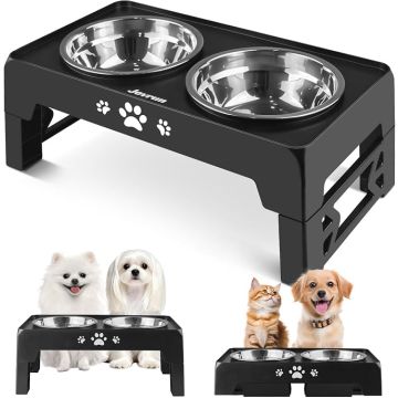 Comedero Elevado para Perros y Gatos Plástico Ajustable 2 Un