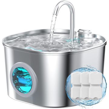 Fuente de Agua para Gatos Acero Inoxidable Automática 2.2L