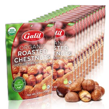 Galil Castañas Tostadas Orgánicas Pack de 12 Bolsas 3.5 oz