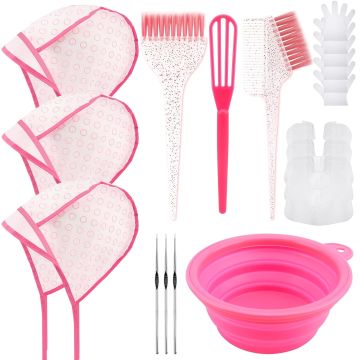 Kit para Mechas y Decoloración de Cabello 19 Piezas Rosado