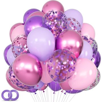 Kit Decoración Fiesta Pinkpurple 68 Piezas Globos
