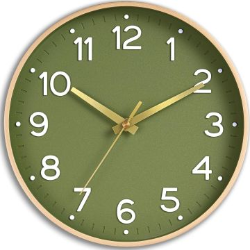 Reloj de Pared Roymnie Verde Oliva, Analógico Silencioso 8 Pulgadas