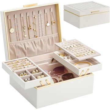 Joyero Organizador 2 Capas Cream