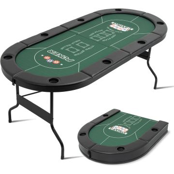 Mesas de Poker Plegables para 8 Jugadores con Borde Acolchado, Color Verde