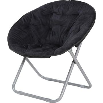 Sillón Plegable Descanso Redondo Peluche Negro