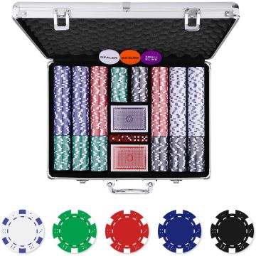 Homwom Poker Chip Set - 500PCS Poker Chips con Estuche de Aluminio, Chips de 11.5g para Texas Holdem Blackjack