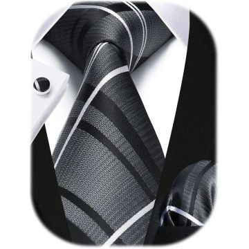 Set de Corbata Hisdern con Pañuelo y Gemelos para Hombre