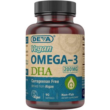 DEVA Vegan Omega-3 DHA Suplemento 200mg 90 Cápsulas