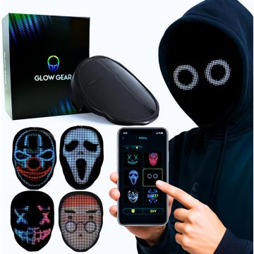 Máscara LED con caras animadas, control por app, para cosplay y Halloween