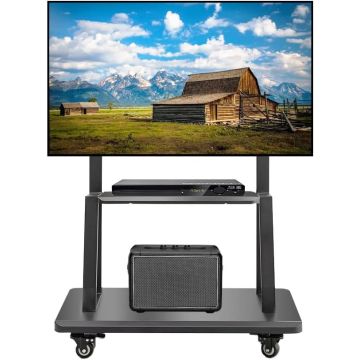 Soporte móvil para TV Hellsehen, 32-75 pulgadas, con ruedas y estante