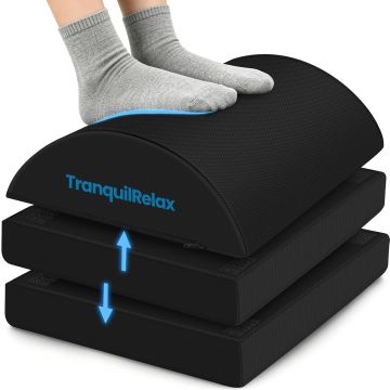 Reposapiés TranquilRelax Ajustable para Oficina y Gaming, Negro