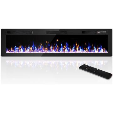 Chimenea Eléctrica VENDROZ 72 Pulgadas, Ultra Delgada, con Control Remoto