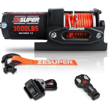 Winche Eléctrico 3000 lb 12V DC ZESUPER para ATV UTV con Control Remoto