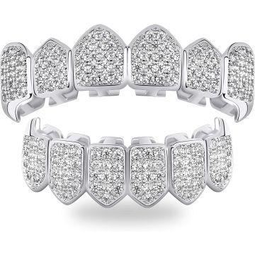Grillz Dientes de Vampiro - Dorado 18K con Colmillos CZ para Cosplay