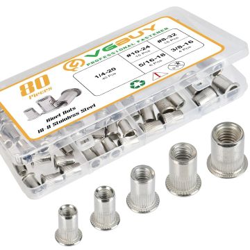 Kit de 80 tuercas remachables SAE VGBUY acero inoxidable 304