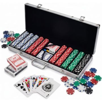 Set de 500 fichas de póker con estuche de aluminio