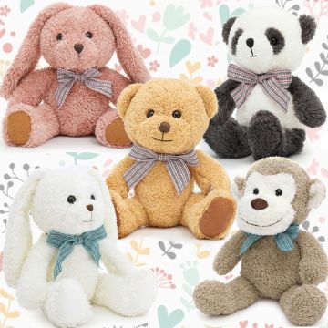 Set de 5 Peluches MaoGoLan 13 pulgadas - Oso, Conejos, Mono, Panda