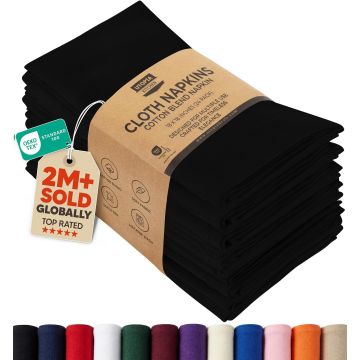 Servilletas de Tela Utopia Kitchen Negro 12 Pack 45.72 x 45.72 cm