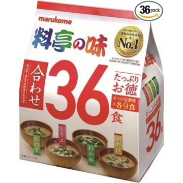 Sopa Instantánea de Miso Marukome, 36 porciones, 4 sabores