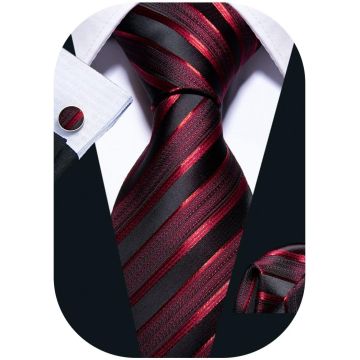 Juego de corbatas Barry.Wang para hombre, seda, rayas, a cuadros
