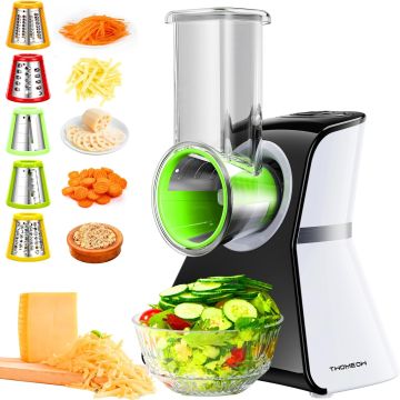 Rallador Eléctrico de Queso 5 en 1 TWOMEOW Negro Acero Inoxidable