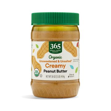 Mantequilla de Maní Cremosa Orgánica 365, Sin Azúcar y Sin Sal, 16 oz