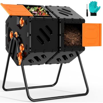 Compostedora de 170L, Tumbler con Rotación, Diseño de 360°, Ventilación Ajustable