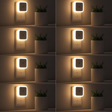 Luz Nocturna LED 8 Pack 0.5W 50 lúmenes Sensor Crepuscular